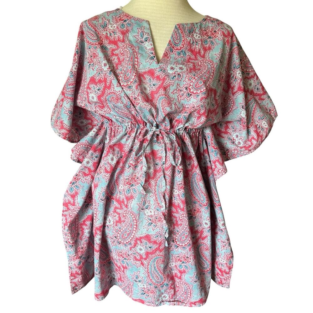 Vtg Ralph Lauren Cover Up Dress Sz S/M Pink Paisley Swim Beachy Resortwear Roomy